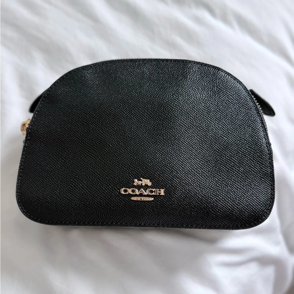 Coach Black Pebbled Leather Dome Crossbody with Gold Hardware - Picture 5 of 10